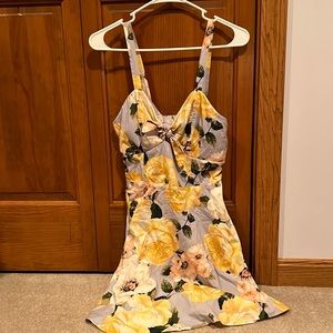 Purple and yellow floral dress